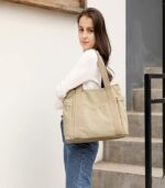 3226 THICK CANVAS TOTE BAG SHOULDER (KHAKHI) - Image 2