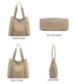 3226 THICK CANVAS TOTE BAG SHOULDER (KHAKHI) - Image 4