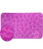 10053 FLOWER DESIGN PVC NON SLIP BATH MAT WITH SUCTION CUP
