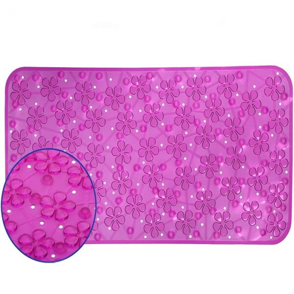 10053 FLOWER DESIGN PVC NON SLIP BATH MAT WITH SUCTION CUP
