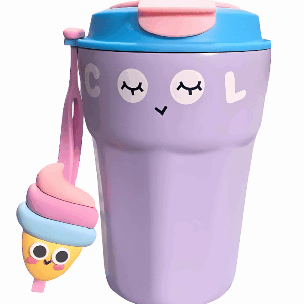 1061 CARTOON VACCUME MUG (PURPLE)
