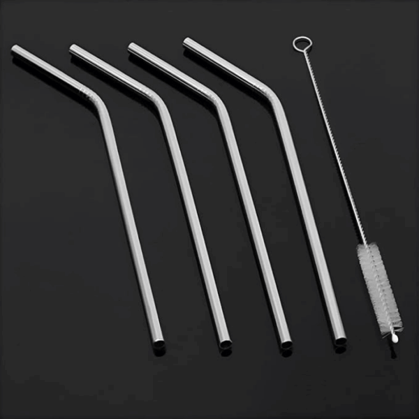 3076 SS STRAW WITH CLEANING BRUSH (5PCS SET)