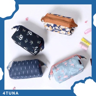 1143 NAVY LEAVES , BLUE FLAMINGO POUNCH