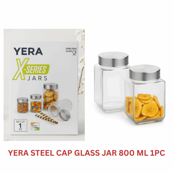 3831 YERA STEEL CAP GLASS JAR 800 ML 1PC
