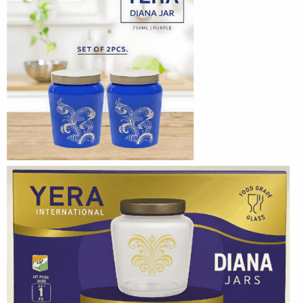 3834 YERA DIANA PURPLE / WHITE FOUL GOLD GLASS JAR 2PC