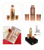 1550 COPPER BOTTLE 1 LTR WITH 2 GLASS SET-PRINTED