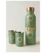 1550 COPPER BOTTLE 1 LTR WITH 2 GLASS SET-PRINTED - Image 2