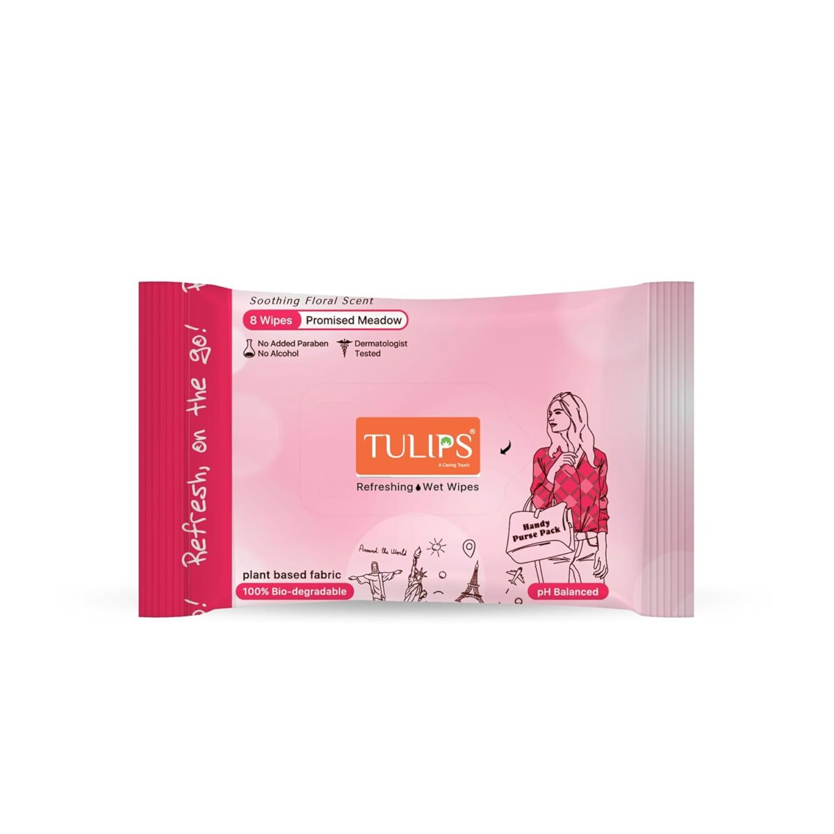 6413 TULIP REFRESH WET WIPES 8PCS - Image 2