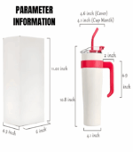 1037 WHITE & RED TUMBLER WITH STICKER - Image 2