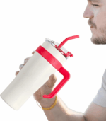 1037 WHITE & RED TUMBLER WITH STICKER - Image 6