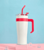 1037 WHITE & RED TUMBLER WITH STICKER