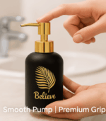7188 BLACK COL GOLD DECAL 300 ML GLASS SOAP DISPENSER H8407BK - Image 2