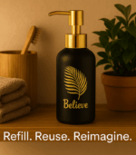 7188 BLACK COL GOLD DECAL 300 ML GLASS SOAP DISPENSER H8407BK - Image 3