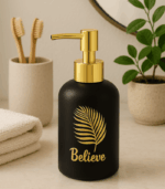 7188 BLACK COL GOLD DECAL 300 ML GLASS SOAP DISPENSER H8407BK - Image 4