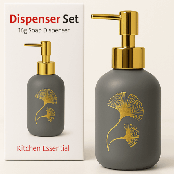 7189 GOLD DECAL 300 ML GLASS SOAP DISPENSER H8408DP